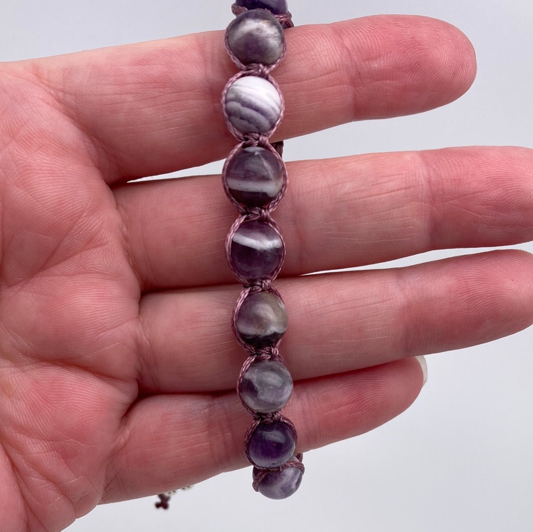 Chevron Amethyst macrame bracelet