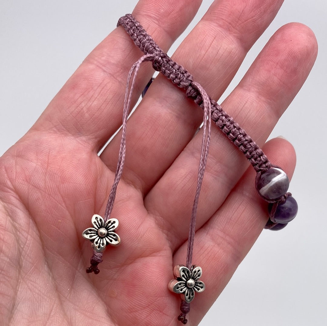 Chevron Amethyst macrame bracelet