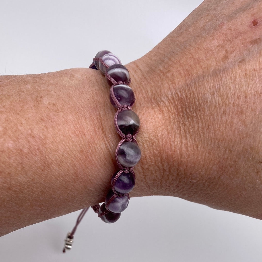 Chevron Amethyst macrame bracelet