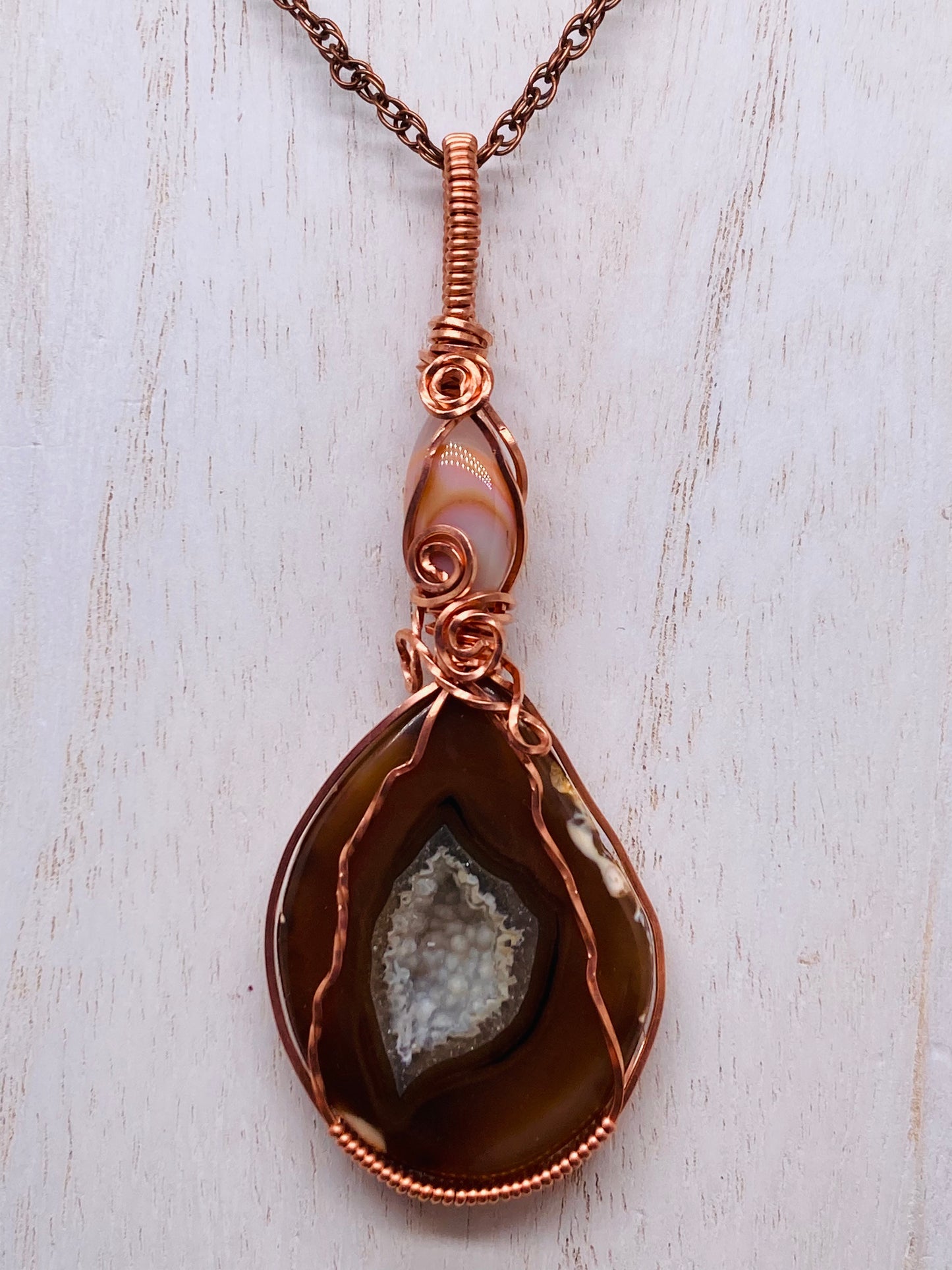 Druzy Agate & Botswana Agate Pendant