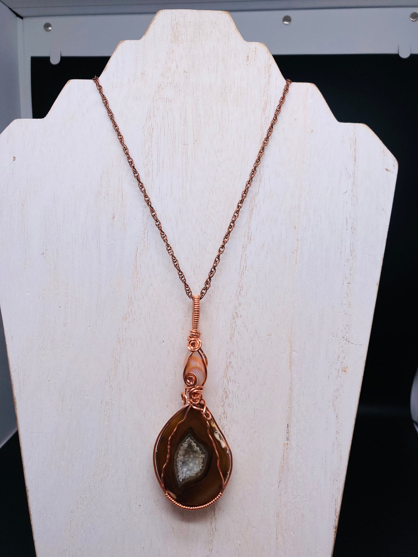 Druzy Agate & Botswana Agate Pendant