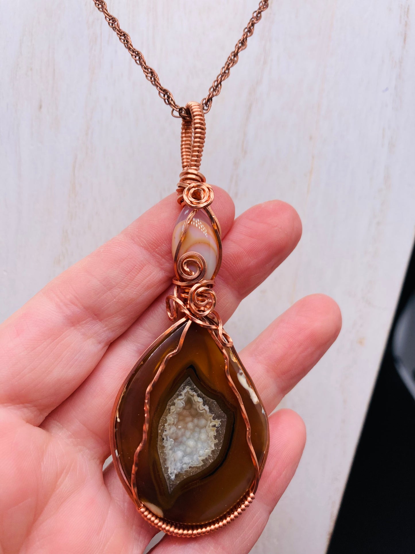 Druzy Agate & Botswana Agate Pendant