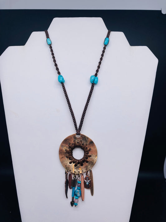 Kingman Turquoise Macrame necklace