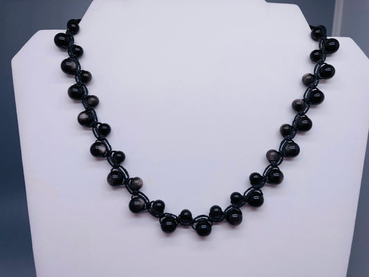 Silver Sheen Obsidian necklace