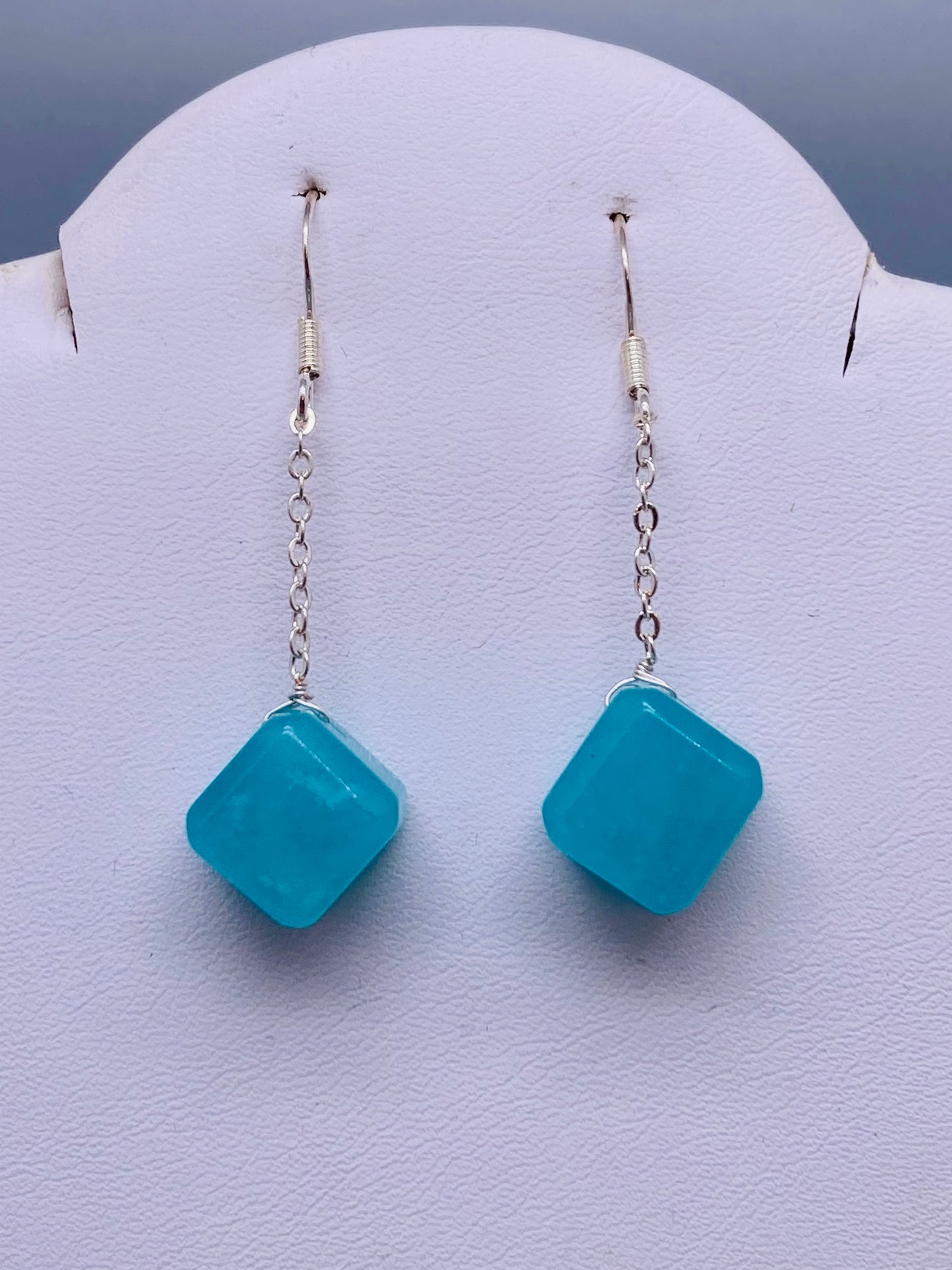 Amazonite cube earrings