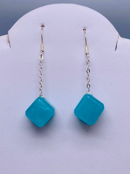 Amazonite cube earrings