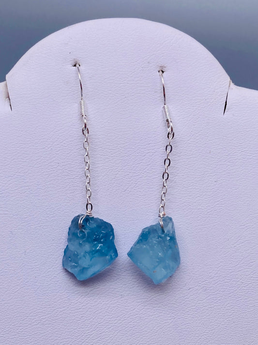 Aquamarine natural freeform earrings