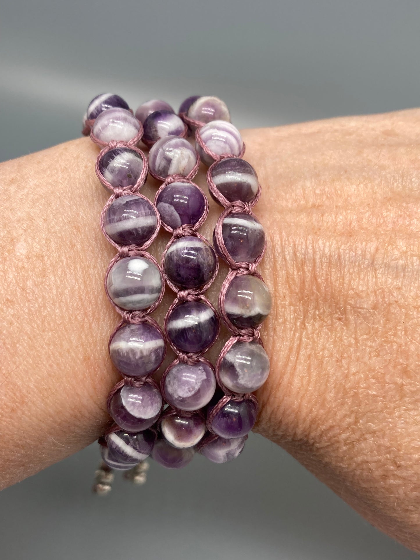 Chevron Amethyst macrame bracelet