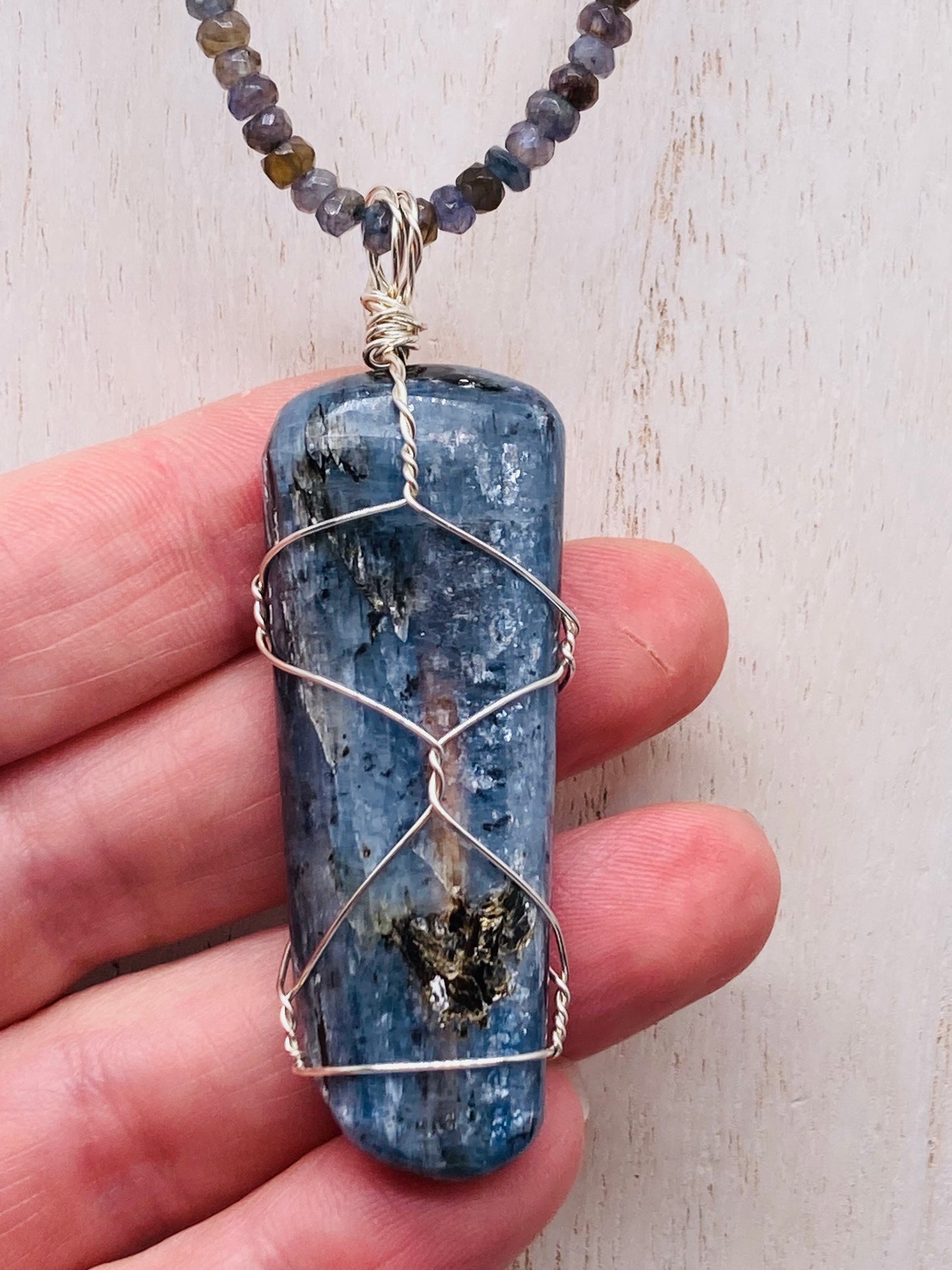 Blue Kyanite with Tanzanite necklace